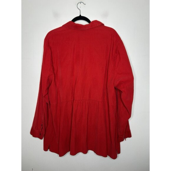 J. Jill Shirt Women's Red Corduroy Button Up Tunic Preppy Classic Plus Size 3X - Picture 5 of 8
